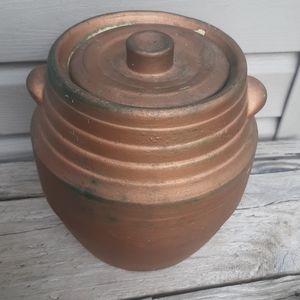 Vintage French Confit Pot with lid- Stoneware- Pottery -Crock